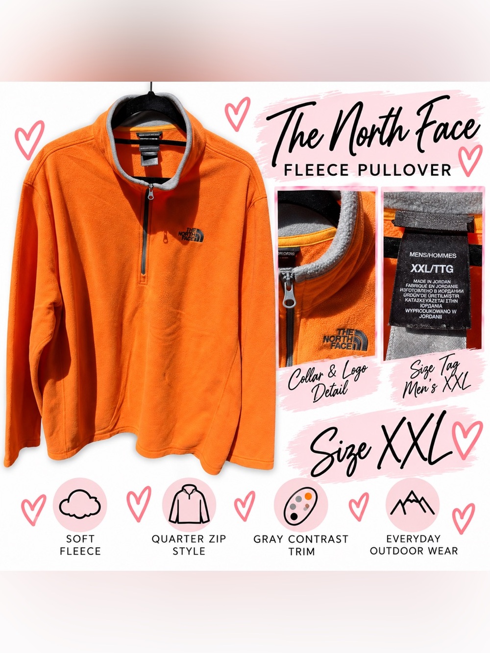 The North Face Orange Fleece Quarter-Zip Pullover